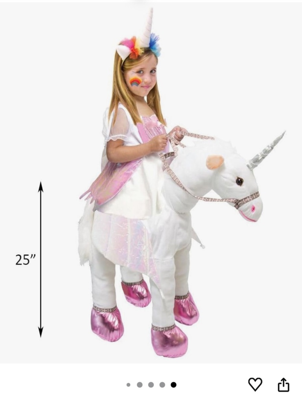 White Unicorn Ride-On Costume with Pink Accents